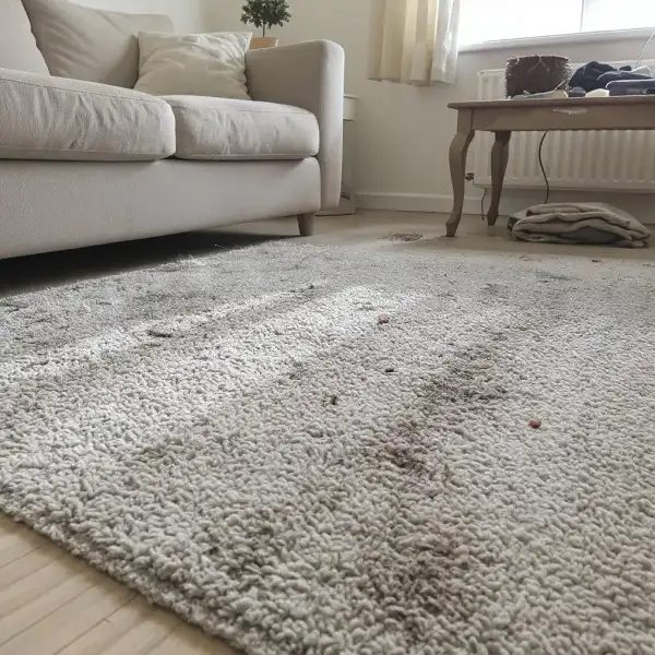 Освежение ковра после домашних животных в квартире - до уборки